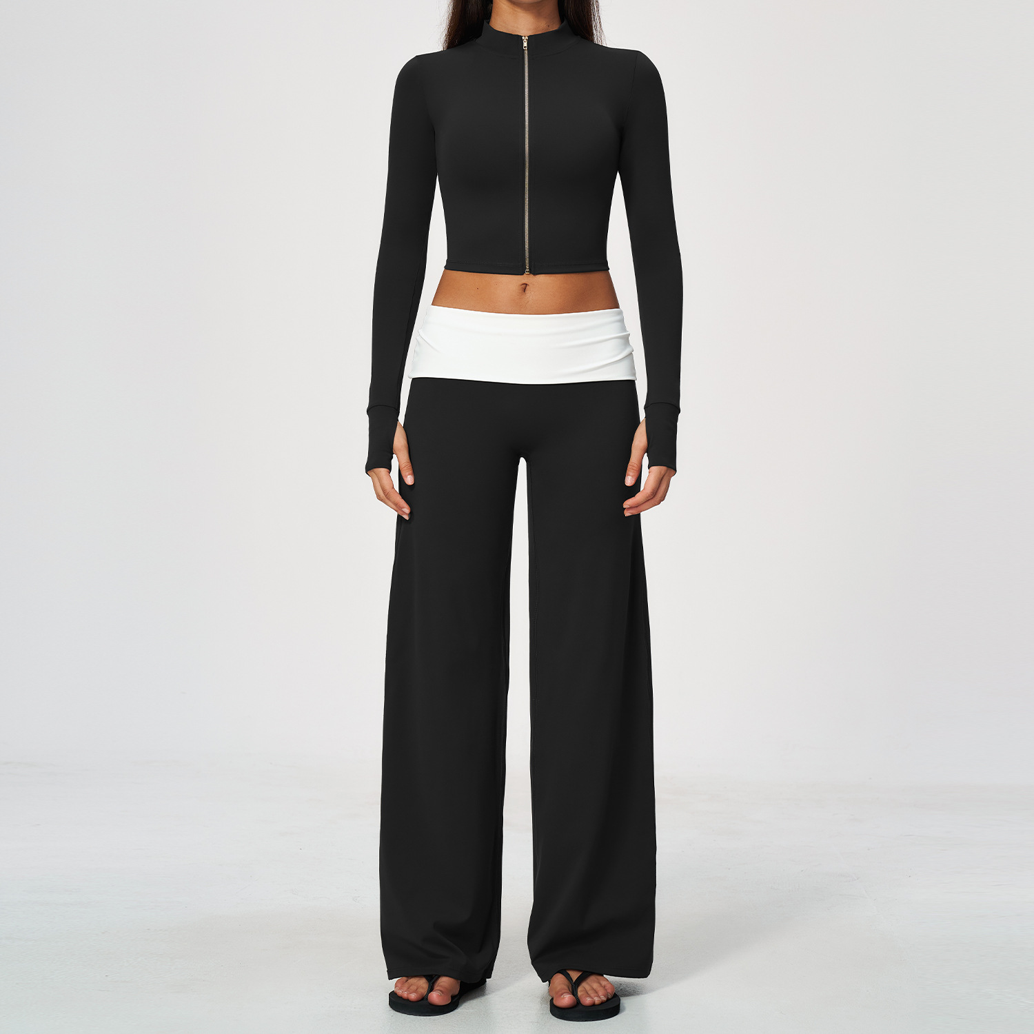 Zip Jacket Wide Leg Pants 2 Pi - Yoga Fitness Stretching ulasan dan harga